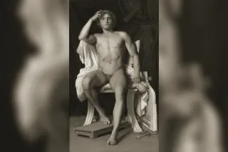 Achille en armure lors du siège de Troie, peinture sur vase grec antique