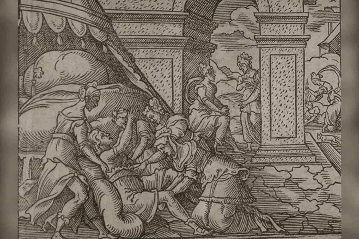 Alcmène, gravure sur bois de Virgil Solis
