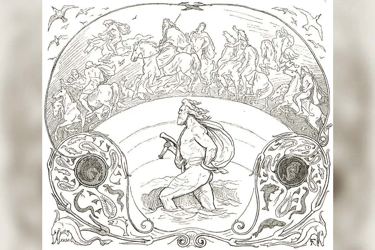Bifröst, the burning rainbow bridge of Norse myth linking heaven and earth, Romantic art