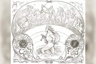 Bifröst, the burning rainbow bridge of Norse myth linking heaven and earth, Romantic art