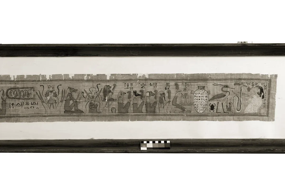 The Duat, Egyptian underworld, with the solar barque crossing the hours of the night