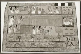Sennedjem et Iineferti labourant et moissonnant dans les Champs d'Ialou
