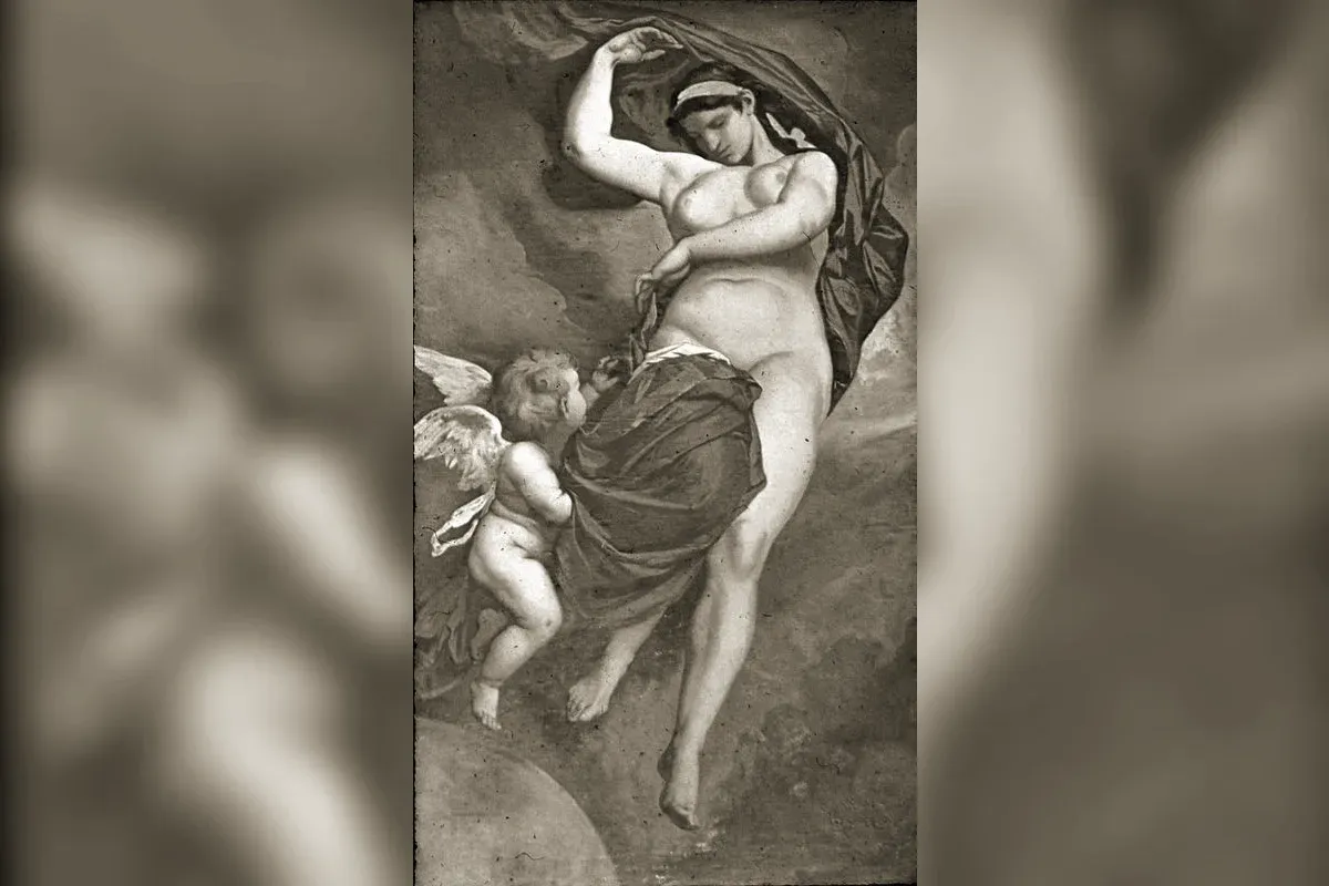 Gaïa, déesse de la Terre, émergeant du sol et tendant un enfant, art antique