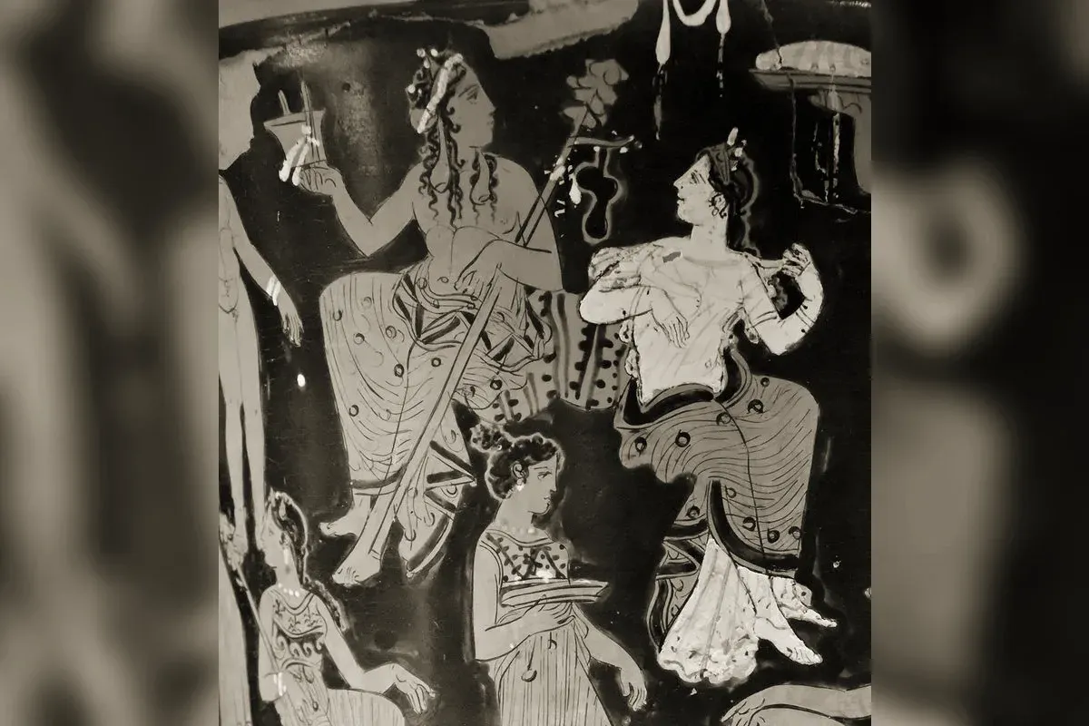 Dionysus and Ariadne on a Greek vase in the Louvre
