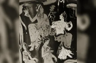 Dionysus and Ariadne on a Greek vase in the Louvre