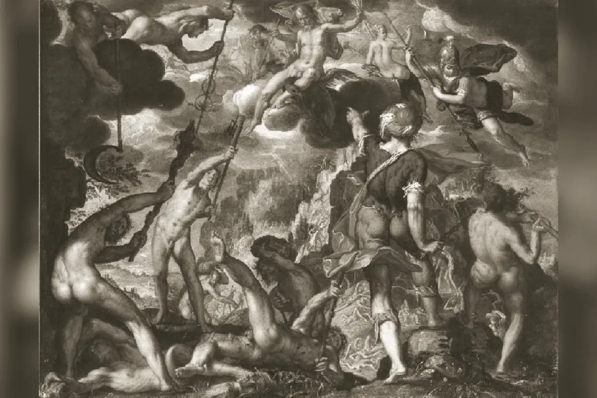 Le combat des dieux et des Titans, peinture de Joachim Wtewael