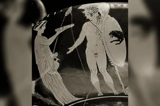 Hector en armure de bronze face aux murailles de Troie, illustration épique