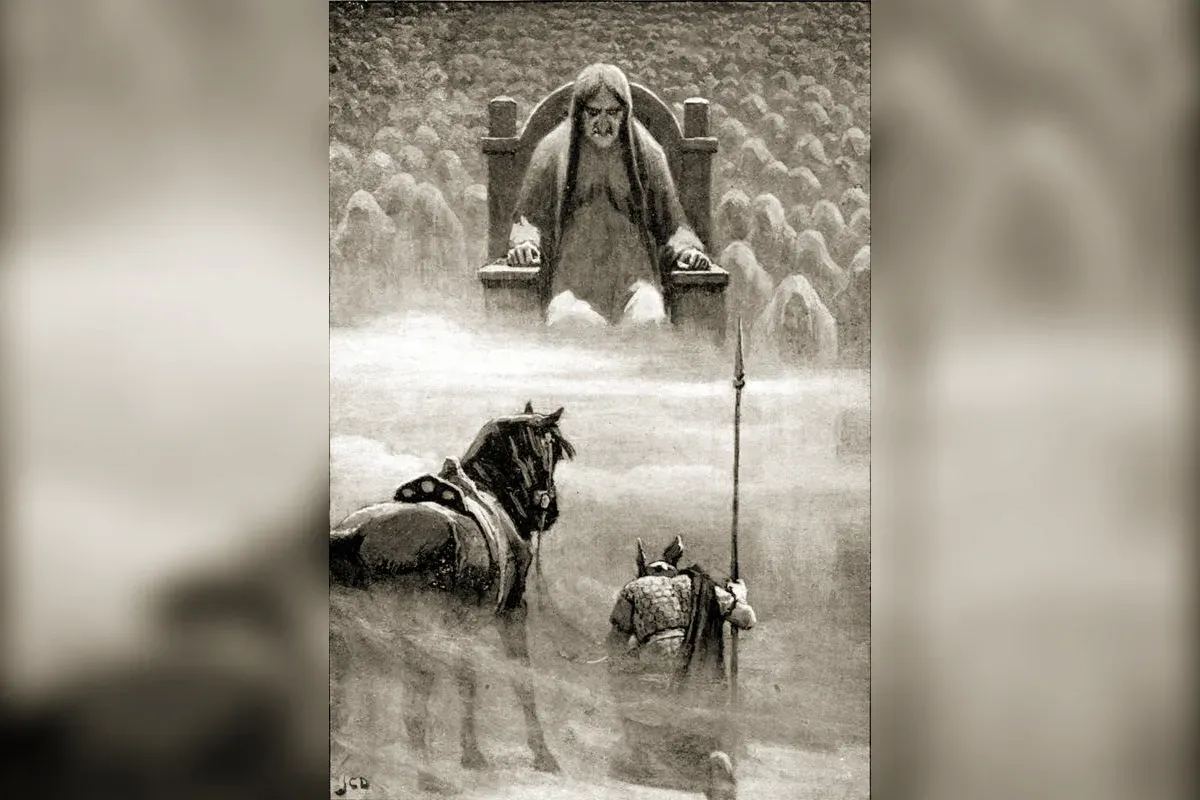 Hel, goddess of the dead, in classical Norse art