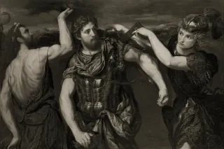 Statue antique d'Hermès portant son caducée et ses sandales ailées