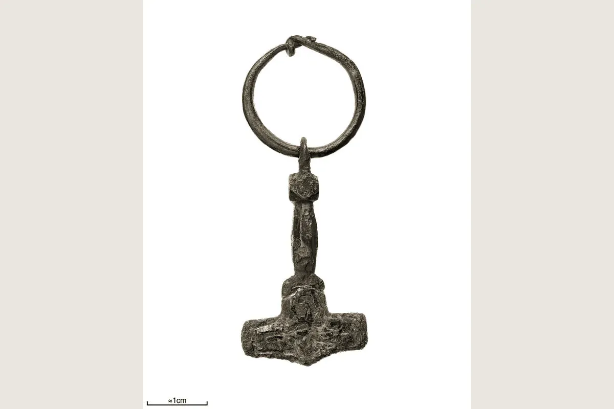 Viking silver pendant in the shape of Thor's hammer, Swedish History Museum