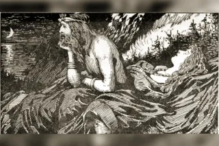 Njord, Norse god of the sea and seafaring, standing by the shore, classical art
