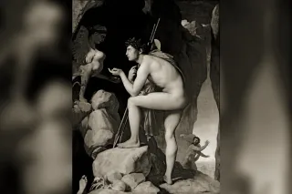 Œdipe face au Sphinx, interrogé sur l'énigme qui décide du sort de Thèbes
