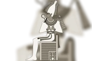 Osiris momifié tenant le sceptre-héqa et le flagellum, coiffé de la couronne Atef