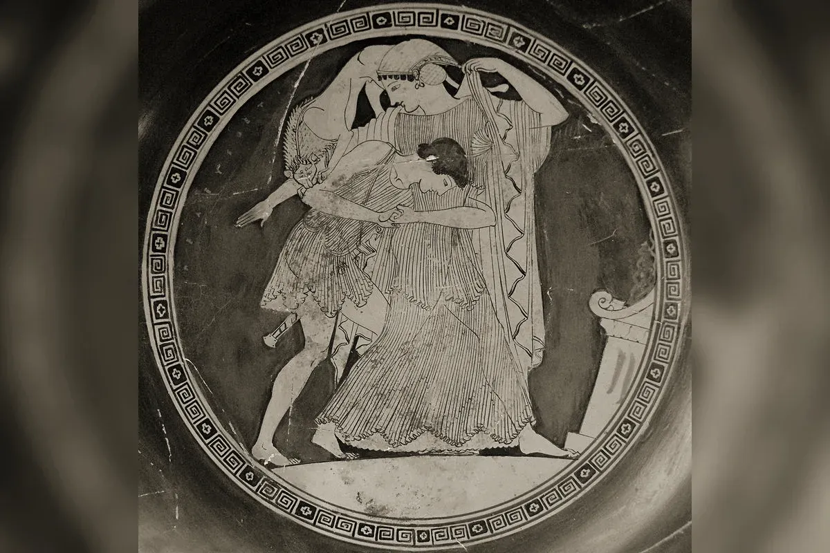 Thétis et Pélée sur un vase grec, Cabinet des médailles