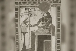 Râ-Horakhty, dieu solaire égyptien à tête de faucon coiffé du disque solaire