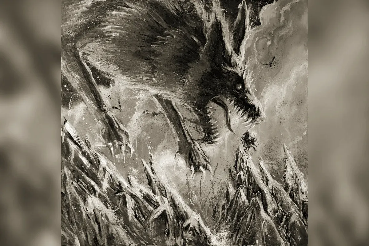 Fenrir and Odin at Ragnarök, early illustration