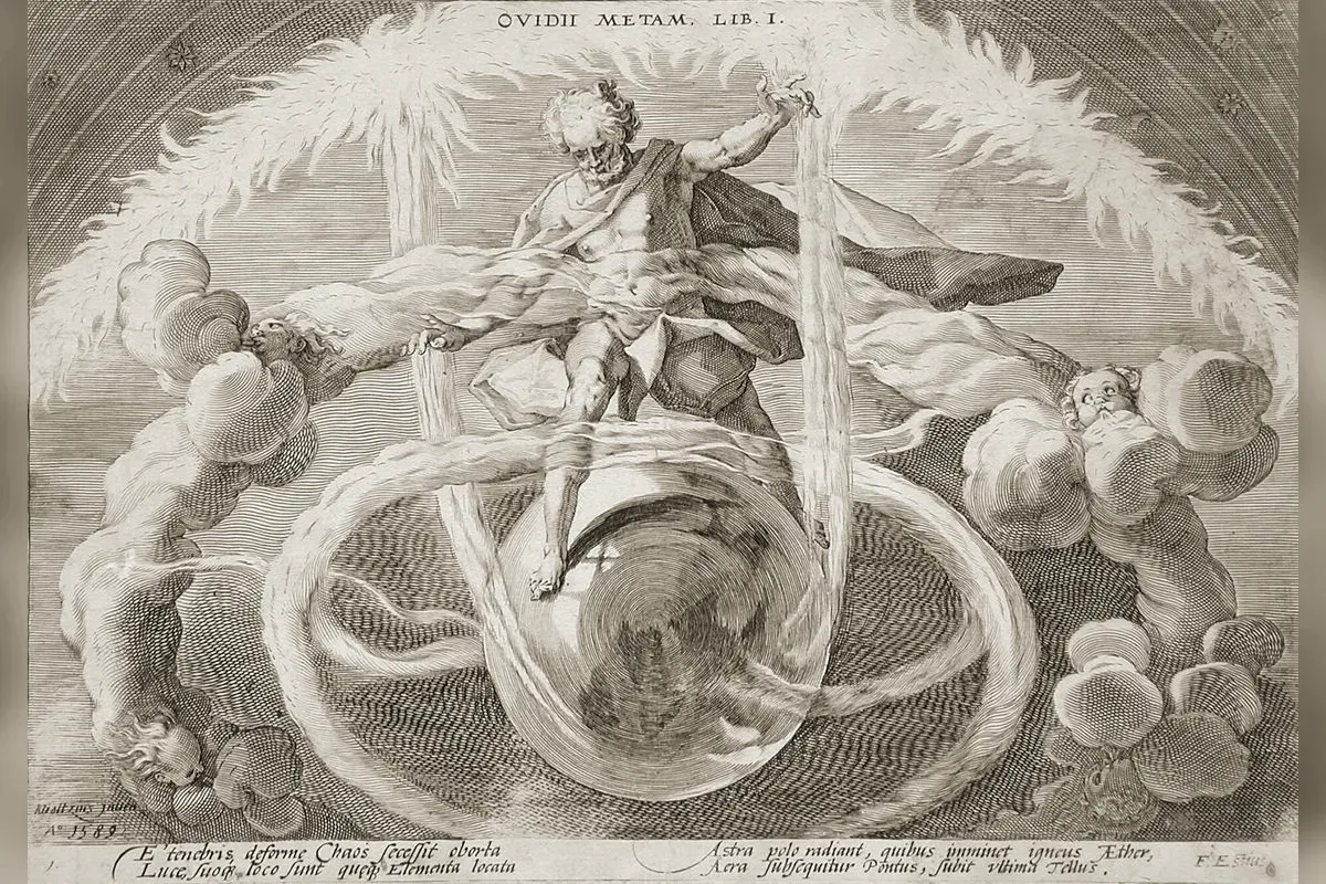 The untangling of Chaos and the birth of the four elements, engraving after Ovid