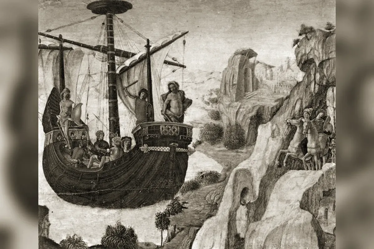 Le navire Argo et ses héros en route vers la Colchide, peinture de Lorenzo Costa
