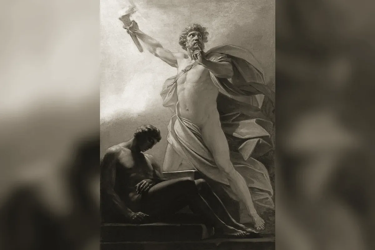 Prométhée apportant le feu aux hommes, peinture de Heinrich Füger