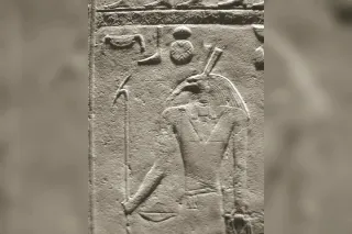 Seth à tête d'animal, tenant le sceptre ouas, représentation issue de l'art égyptien antique