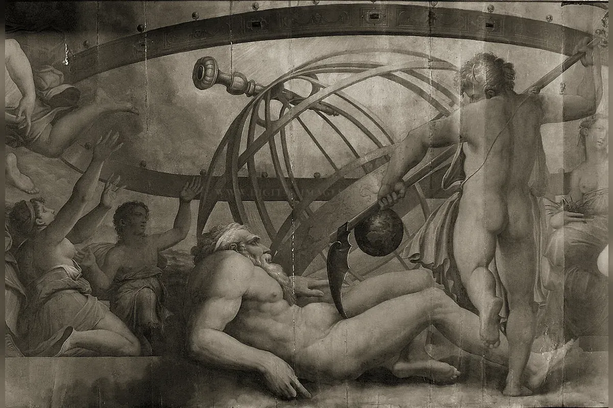 The mutilation of Uranus beneath the vault of heaven, early painting